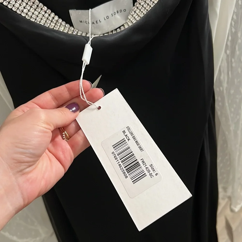 NWT - Michael Lo Sordo Stellers Bias Maxi Black Silk Skirt (Australia 6) - Picture 8 of 15